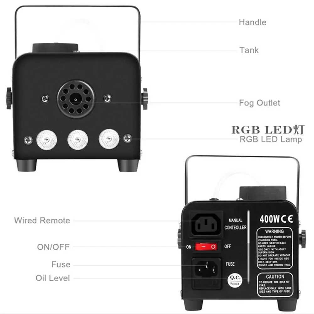 Imagem -04 - Máquina de Fumaça Nebulizador para Festas de Casamento com Controle Remoto e Manual Rgb 400w