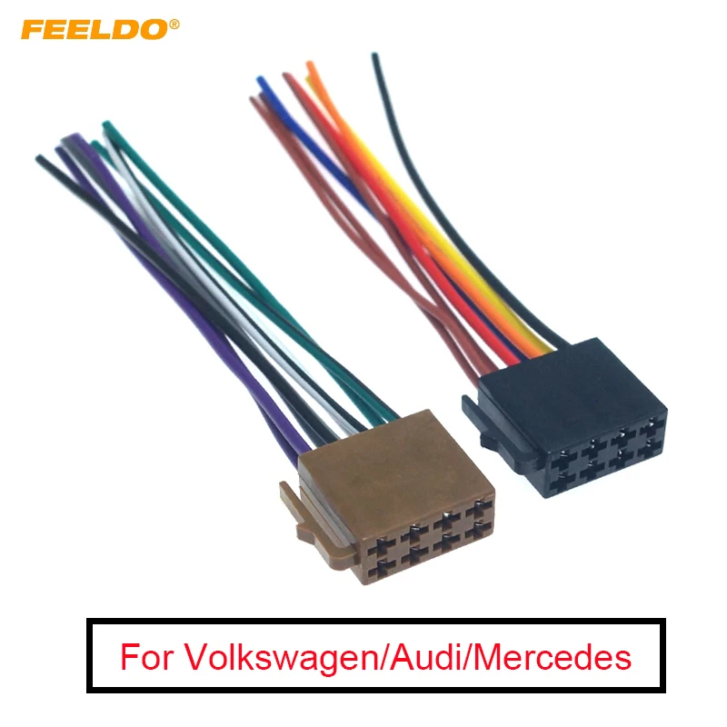 FEELDO 5Pair Car Radio Audio Wiring Harness Adapter For Volkswagen/Audi/Mercedes Pluging Into OEM Factory Stereo CD Wire