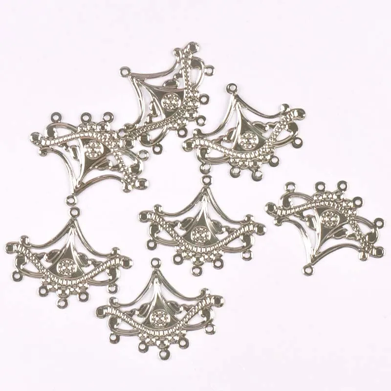 10Pcs gold silver Filigree Wraps Flower Connectors Metal Crafts Gift Decoration DIY Findings Jewelry Making 50x40mm YKL0766