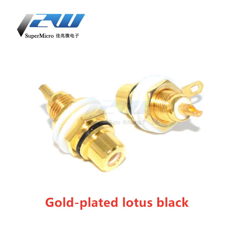 2PCS/Lot Pure copper Gold-plated Lotus Female Base AV Audio Plug RCA Lotus Female Socket Audio Amplifier Coaxia Socket Red/Black