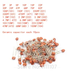 300 pz/lotto = 30valuesX10pcs = 300 pezzi, condensatore ceramico, pacchetto componenti elettronici, Kit assortito condensatore ceramico