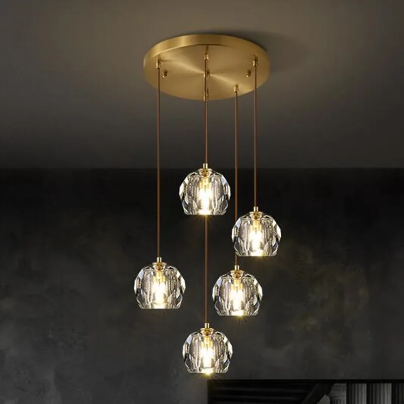 

Modern Crystal Lampshade pendant light Led Light Luxury Living Room Dining Room Bar Indoor Chandelier Lighting Decor Light