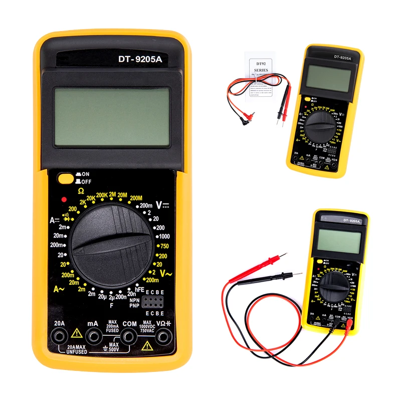 Digital Multimeter Tester Professional Automotive Multimeter DT9205A Handheld Ohm Capacitance AC DC Voltage Tester for Beginner