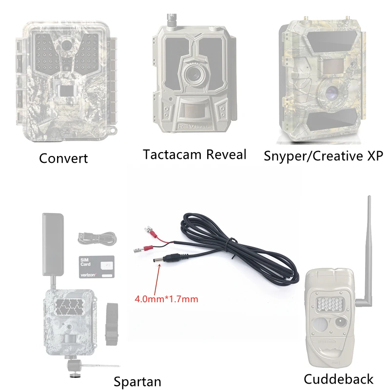 Câble d\'alimentation 2M/6.6FT pour caméra de chasse et de suivi des sentiers Ltl Acorn Boly Guard Willfine Spypoint moulage, 5.5x2.1mm, 4.0x1.7mm,
