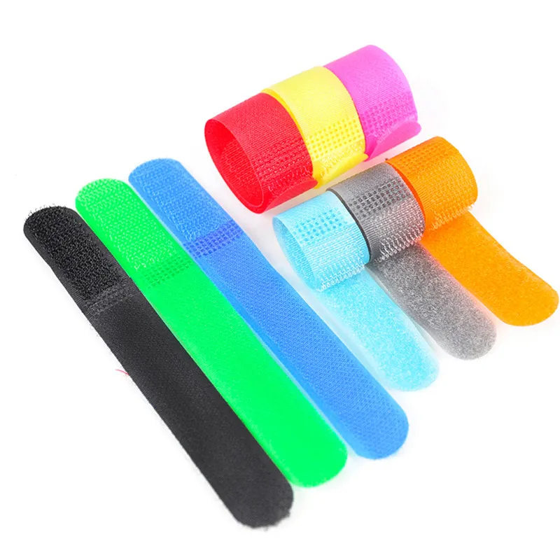 10pcs Colorful Reusable Fastening Wire Organizer Cord Rope Holder  Fasten Reusable Magic Tape Power Wire Loop Tape Cable Ties