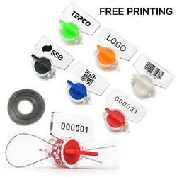 Meter Seal Security Utility Tamper Proof Custom with Numbered Plastic Tags for Electric Meter Medical Seal Plant Labels, 100Pcs