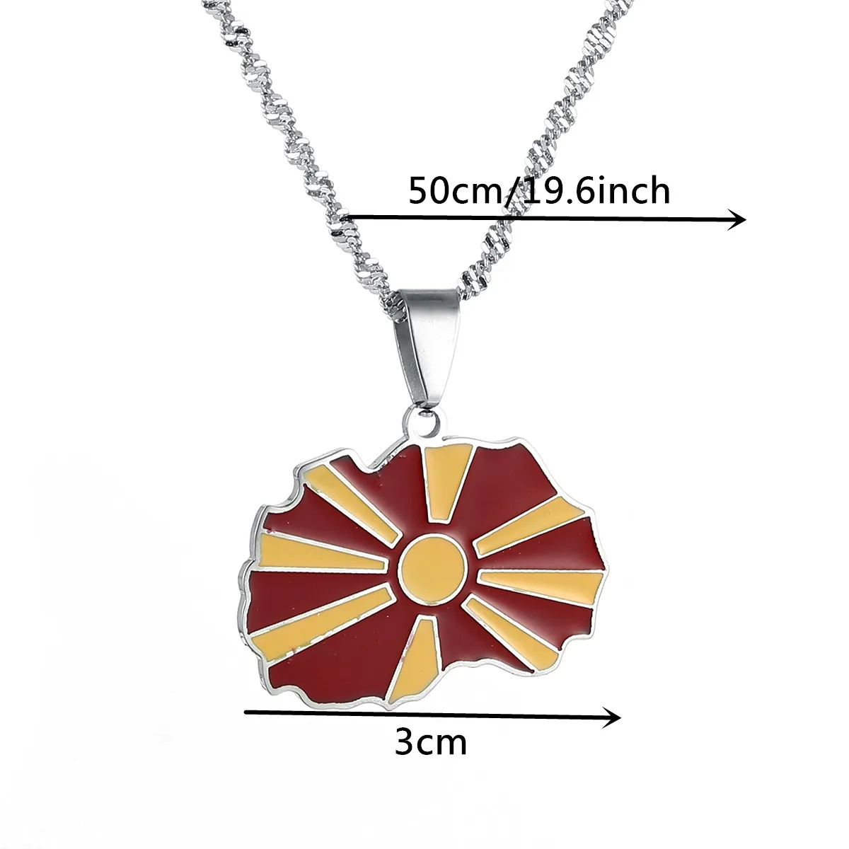 Stainless Steel Gold Silver Color North Macedonia Map Flag Pendant Necklaces For Women Girls Jewelry