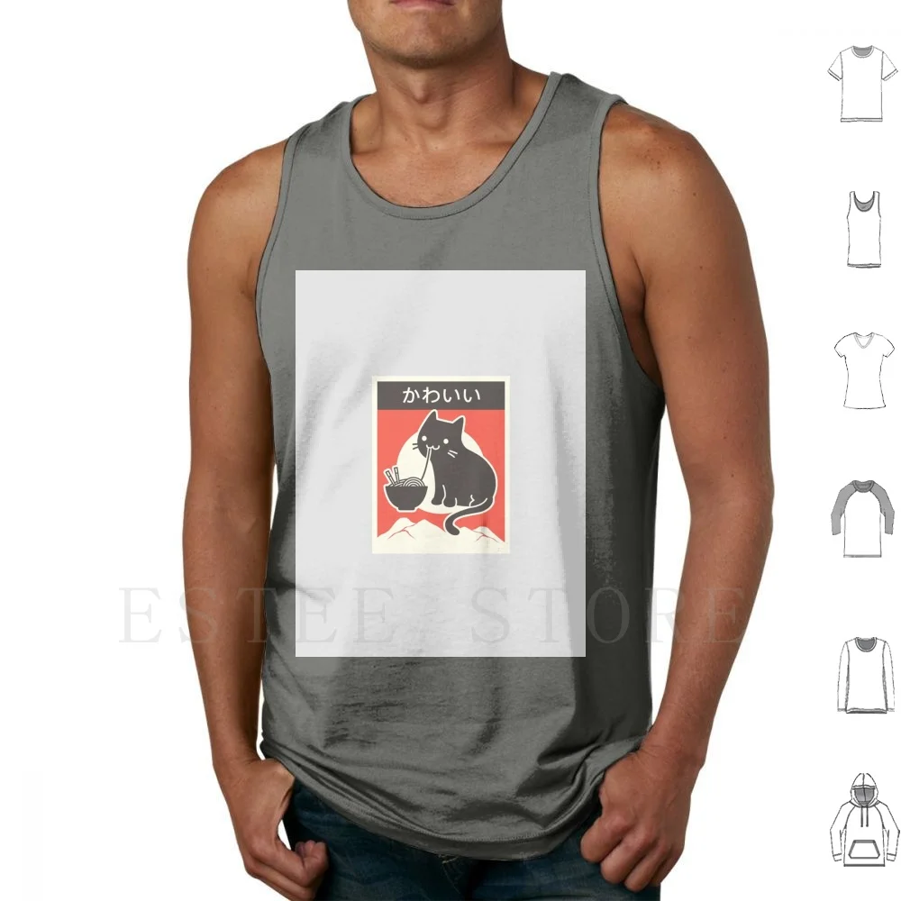 Ramen Retro Tank Tops Vest Sleeveless Ramen Retro Noodle Noodles Japenese Food Japan Great Ramen Wave Ramen Noodles Kawaii