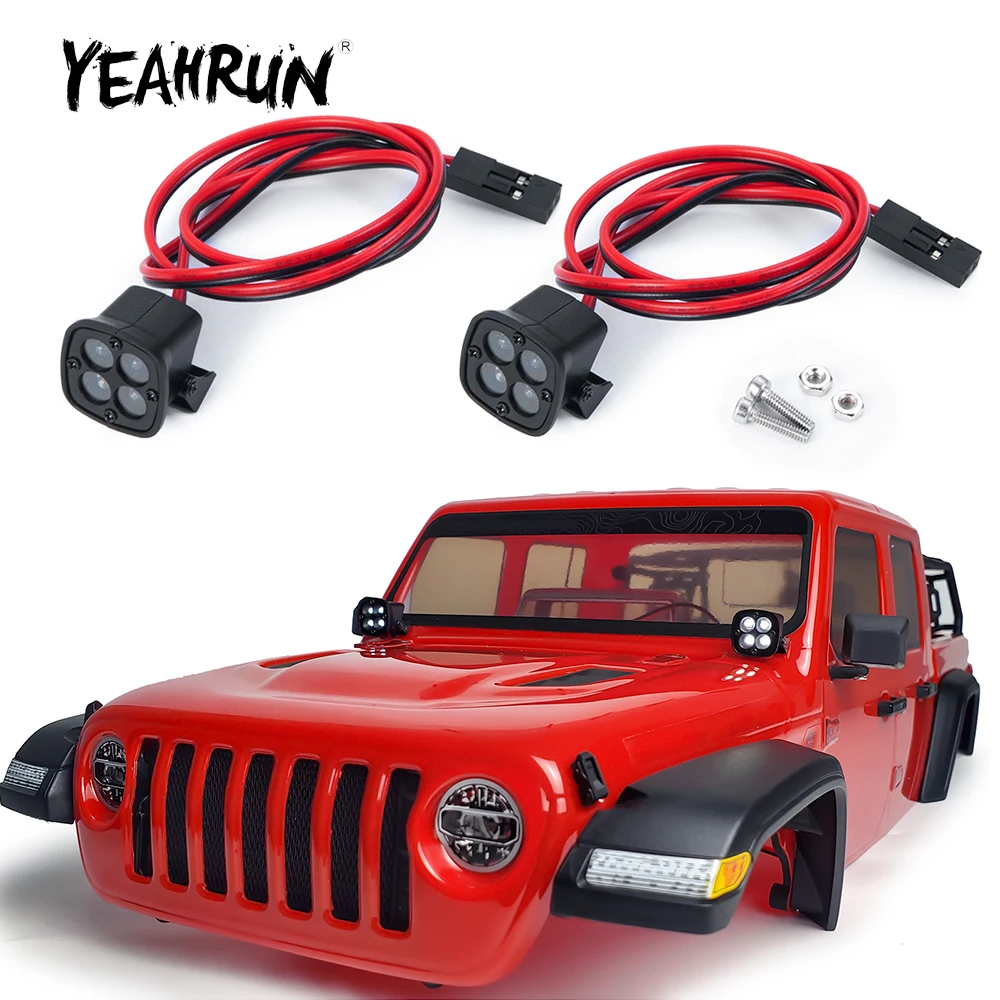 YEAHRUN LED Roof Lights Headlights Round Spotlight for Axial SCX10 III Gladiator TRX-4 TRX-6 1/10 RC Crawler Car Parts