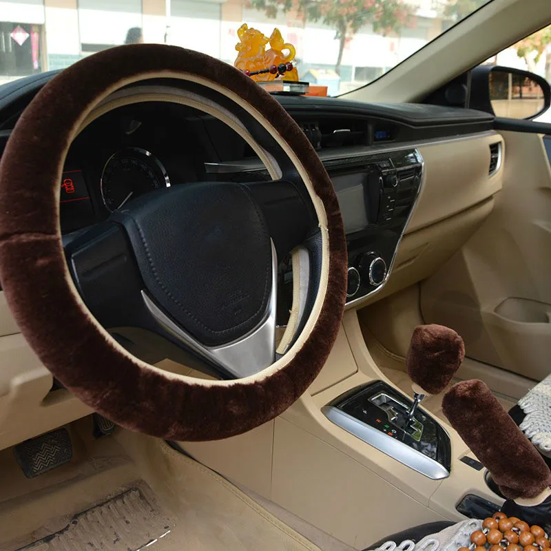 

Warm Plush Environmental Protection Unlined Car Steering Wheel Cover Thick Steering Wheel Cover Odorless