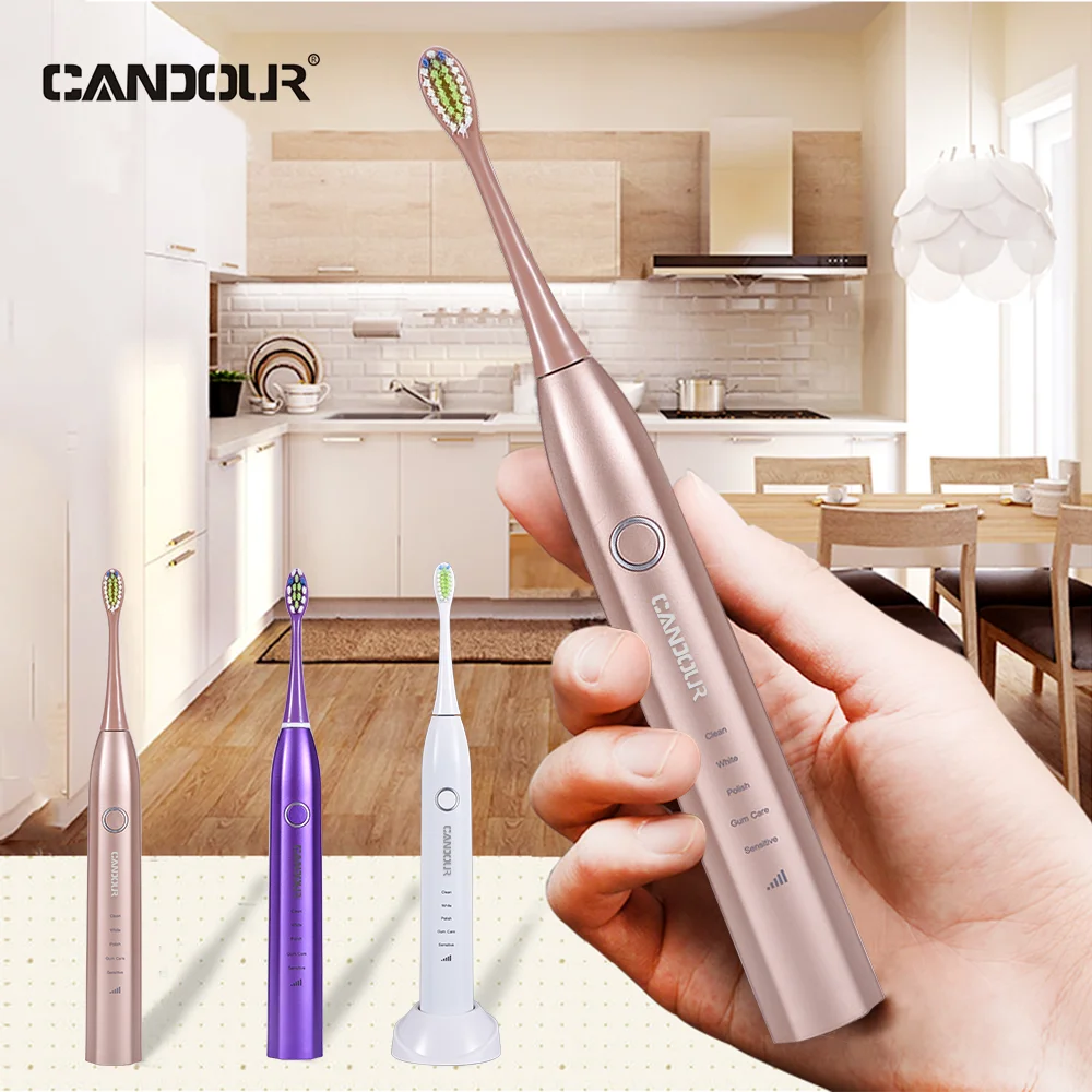 CANDOUR CD5168 Sonic Electric Toothbrush Rechargeable with 16 Replace brush head buy one get one free Sonic Toothbrush 15 Mode