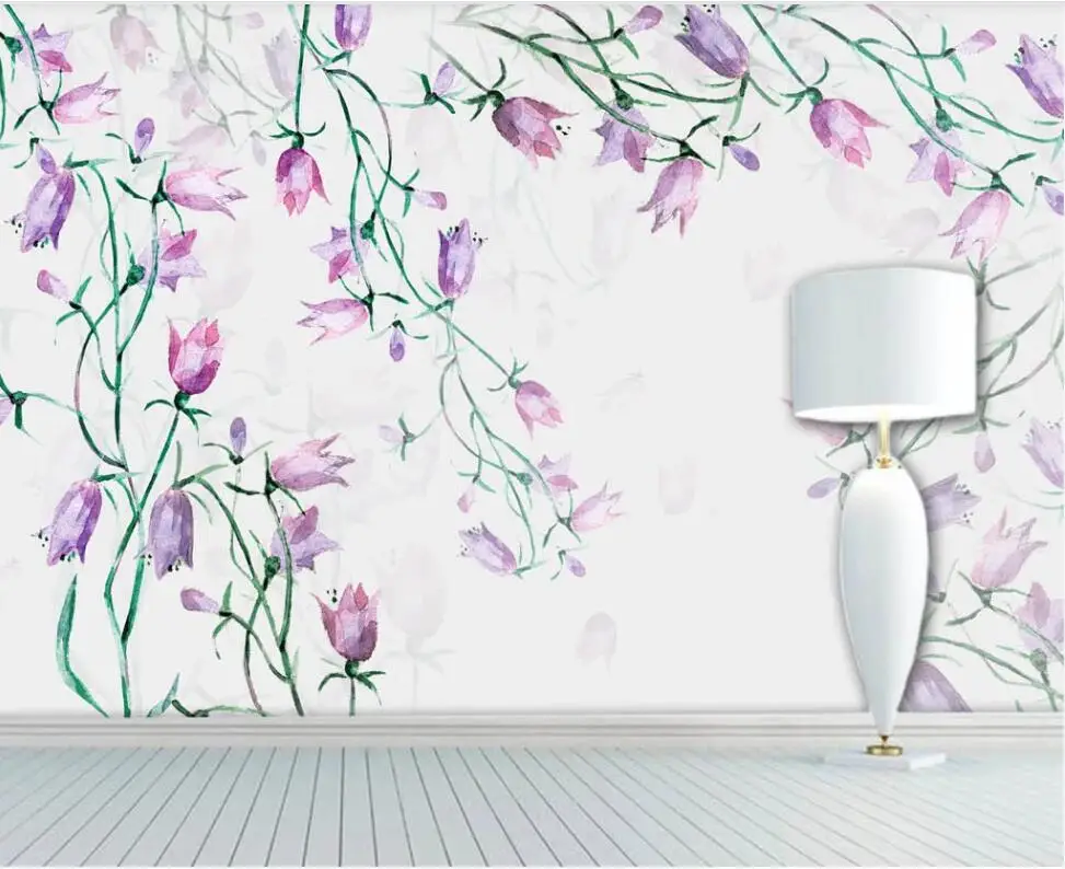 

XUE SU Large custom wallpaper mural small fresh hand-painted plants and flowers decorative background wall optional materials