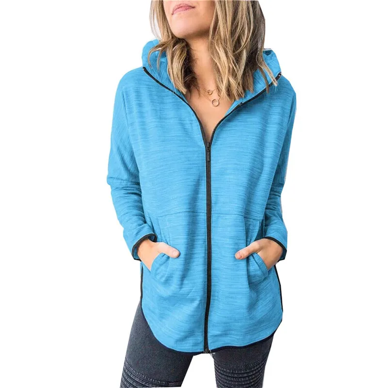 1PC frauen Freizeit Herbst Und Winter Baumwolle Mischung Mantel Zipper Hoodie Sweatshirt Für Jogging