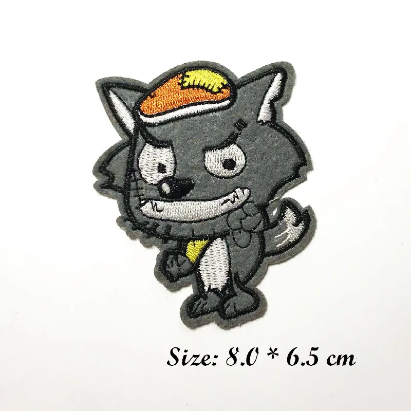 Big Wolf  Grey Wolf Cartoon patchs Clothes Decorate Individuality Embroidered work clothing DIY dressing for clothes sticks