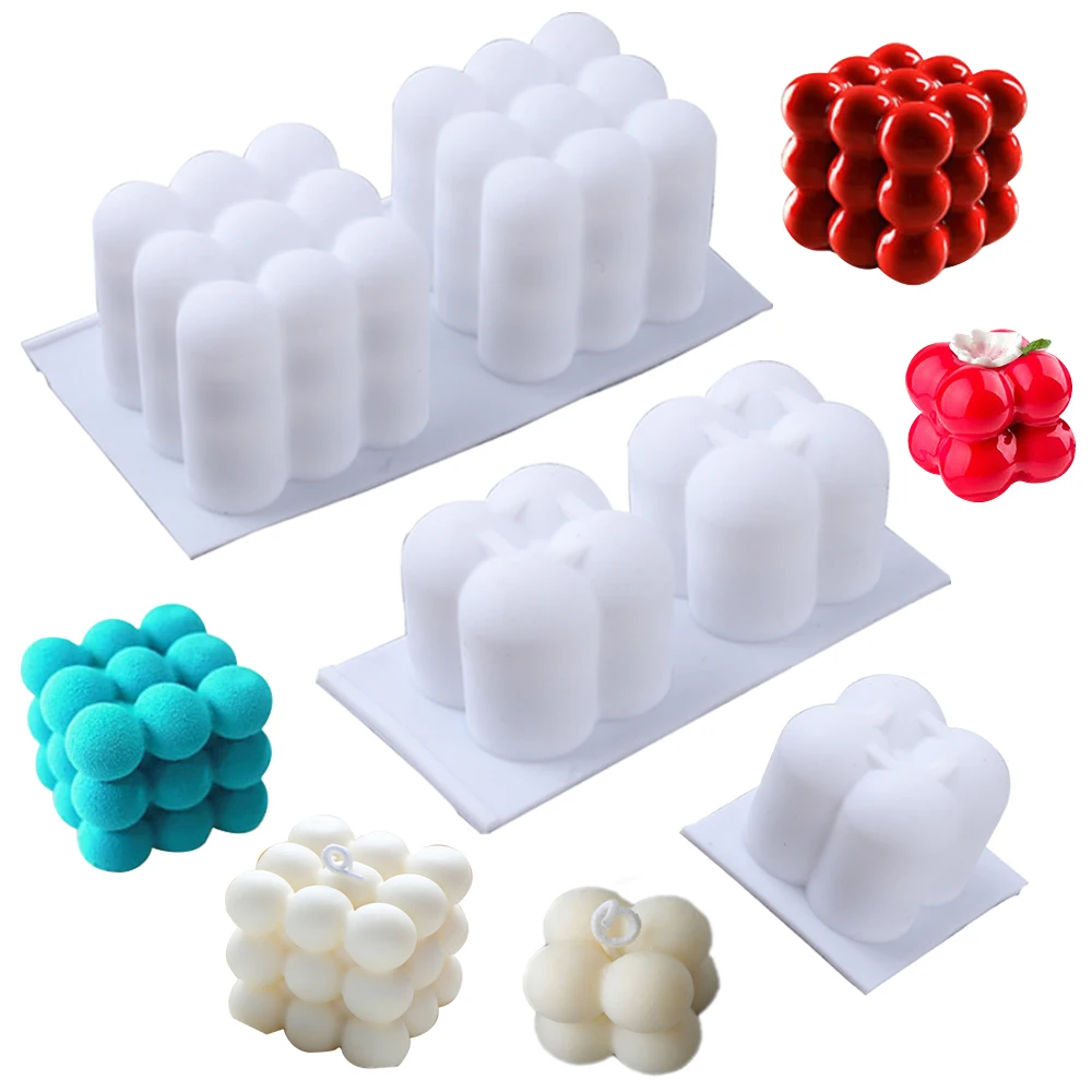 1PCS Rubik's Cube Candles Silicone Mold 3D Aromatherapy Plaster Candle Hand-made Baking Chocolate Dessert Cake Mould Tool