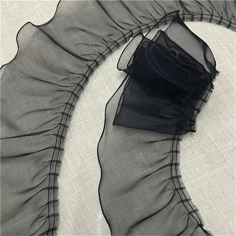 14CM Wide Double Layers Luxury Pleated Organza Fabric Ruffle Trim 3d Lace Fringe Ribbon Wedding Dress Collar DIY Sewing Supplies