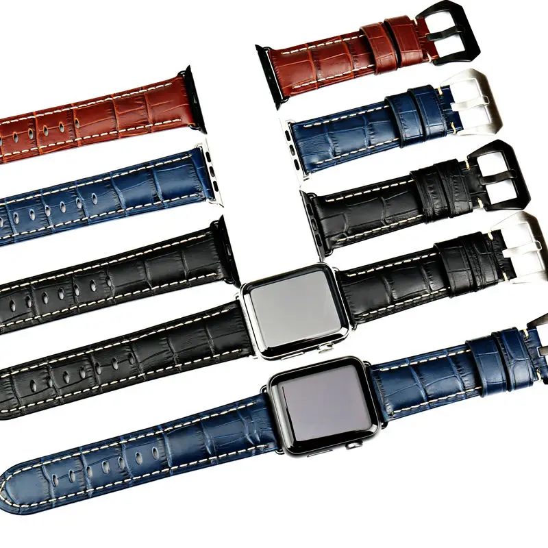 MAIKES Watchbands Genuine Cow Leather Watch Strap for Apple Watch Band 44mm 38mm Series 6/5/4 Iwatch 7 45mm 41mm Watch Bracelet