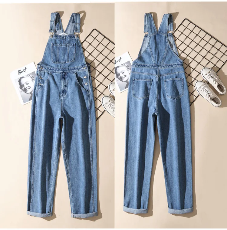 Herren Plus Size Denim Latzhose Klassische Cargo-Jeans mit Großen Taschen Lose Arbeitslatzhose Trägerhose Dunkel- und Hellblau – Detail 19