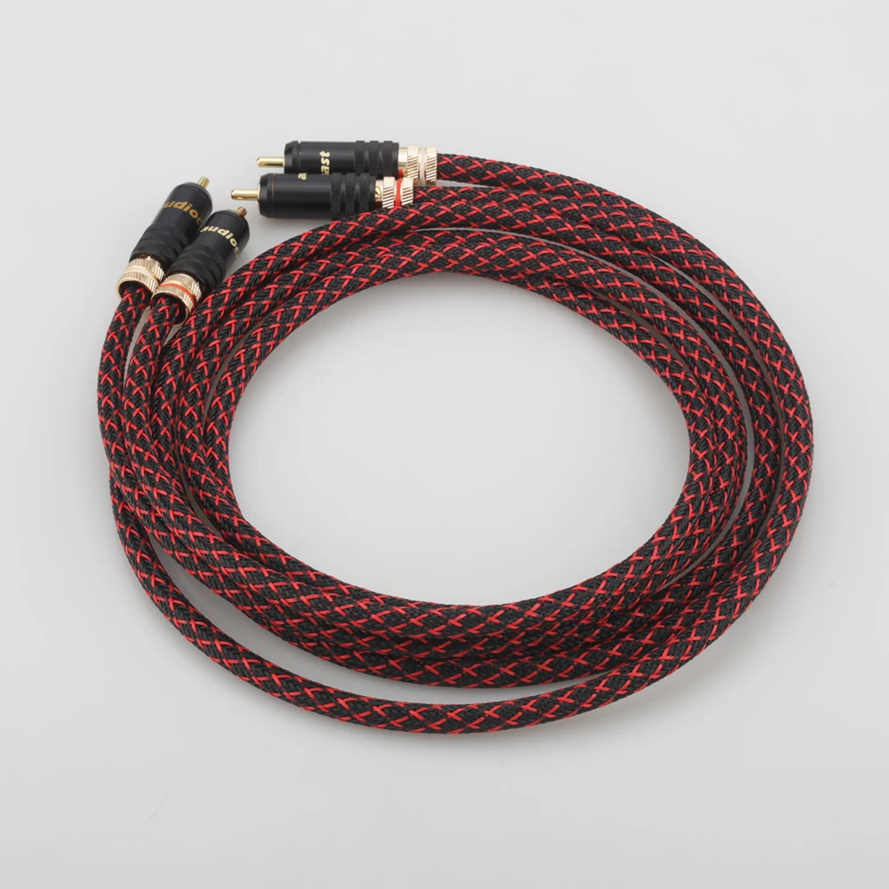 High Quality Pair HI-End Pure copper RCA To RCA Audio Cable 2RCA Interconnect cable OFC cable