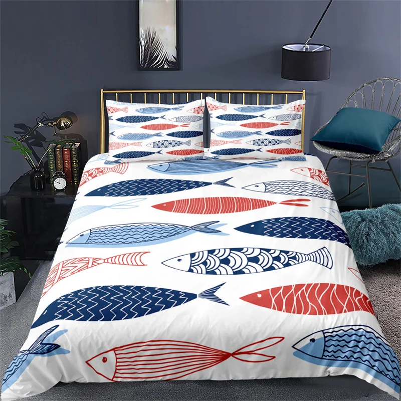 Luxury 3D Lucky Fish Print Home Living Duvet Cover Pillowcase Kids Bedding Set Queen and King EU/US/AU/UK Size