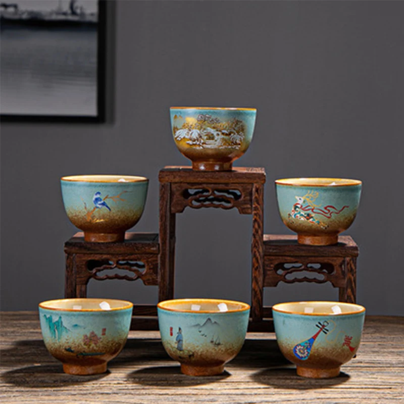 Retro Stoneware Kiln Modification Tea Cup Ceramic Tea Cup Chinese Kung Fu Tea Set Tea Cup Hand-painted Drinking Utensils