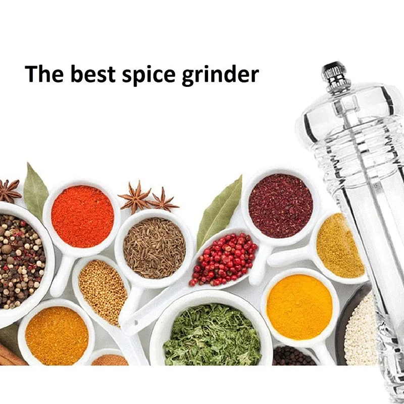 FLYMUYU Pepper Grinder Clear Acrylic Salt and Pepper Mills Spice Mill Adjustable Coarseness by Ceramic Rotor Kitchen Accessories