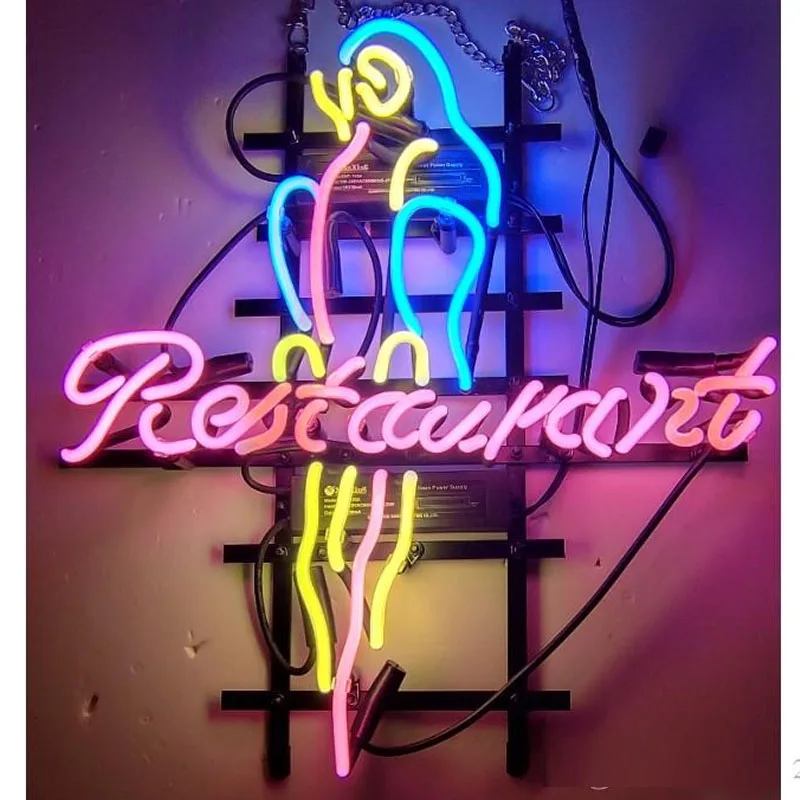 

Neon Sign Restaurant Parrot Floor Light Beer Bar Neon Wall Sign Window Lamp Enseigne Lumineuse Decorate Home Handmade Glass TUBE