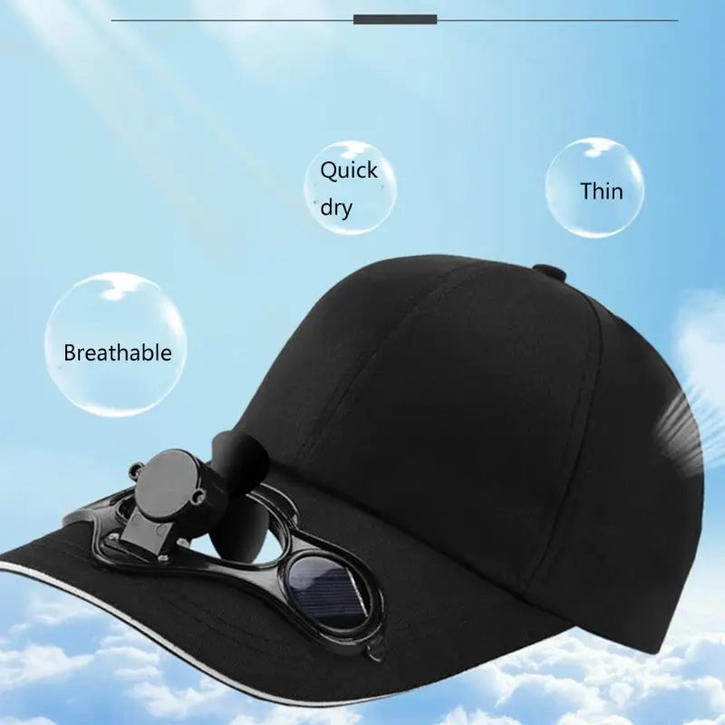 Adult Kid Summer Solar Panel Powered Cooling Fan Baseball Cap Outdoor Sport Camping Hiking Snapback Peaked Sun Visor Hat