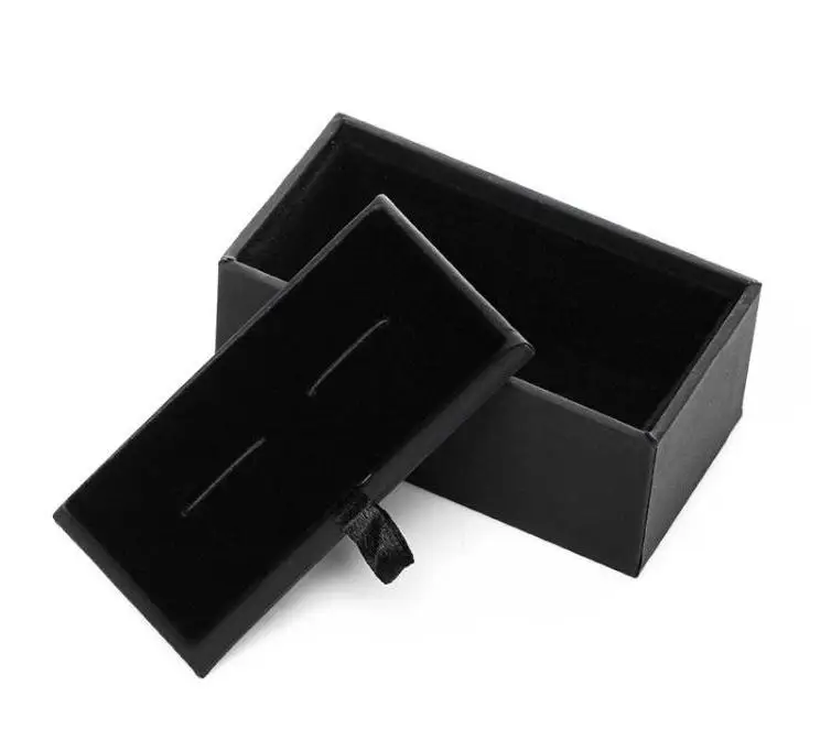 Black Paperboard Cufflinks Tie Clip Boxes High Quality Matte Paper Men's Jewelry Boxes Cuff Links Box Wholesale 300Pcs Wholesale