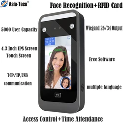 Dynamic Face Recognition Access Control System TCP/IP No Touch Contactless Facial 125Khz RFID Card HD Camera Time Attendance