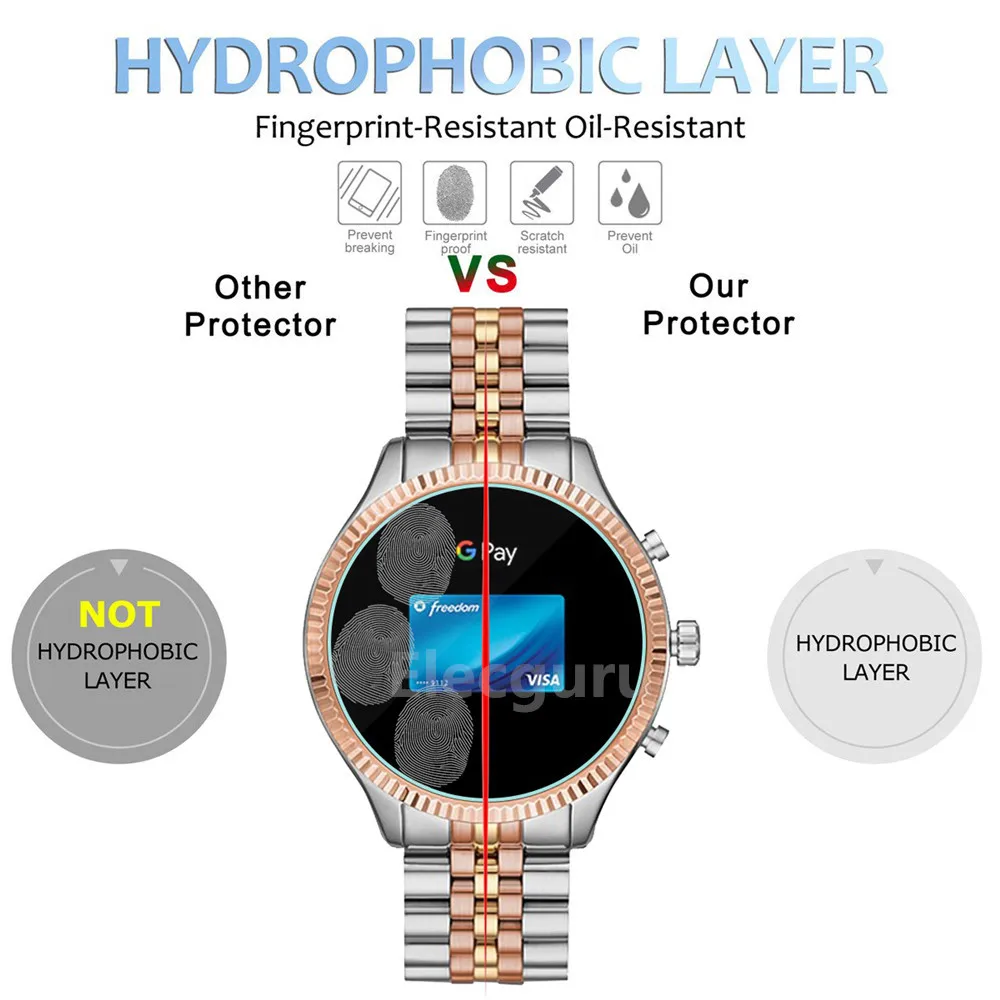 Vetro temperato per Michael Kors di Accesso Lexington 2 Protezione Dello Schermo 9H 2.5D Trasparente A Prova di Graffio Bolla di Vetro film, 3 Pack