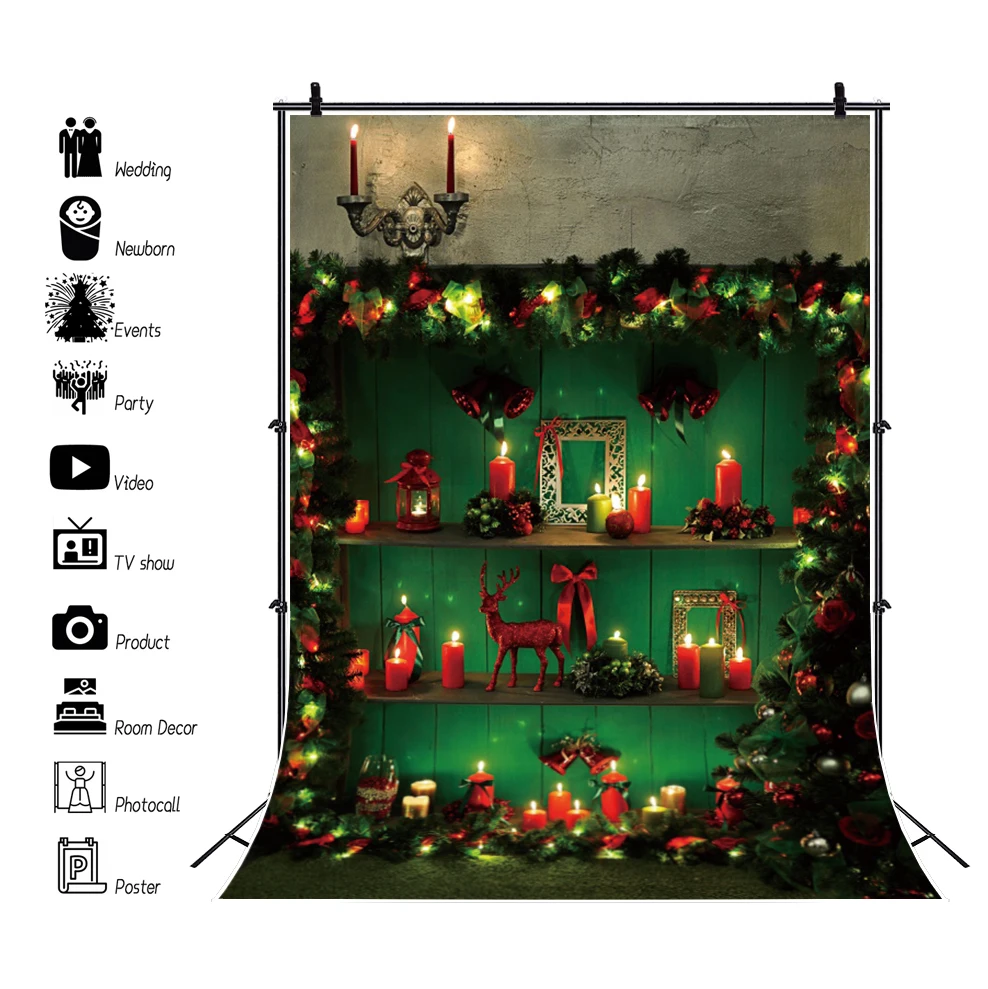 Winter Christmas Background For Photography Candle Flickering candlelight Vintage Showcase Family Shoot Photozone Photo Backdrop