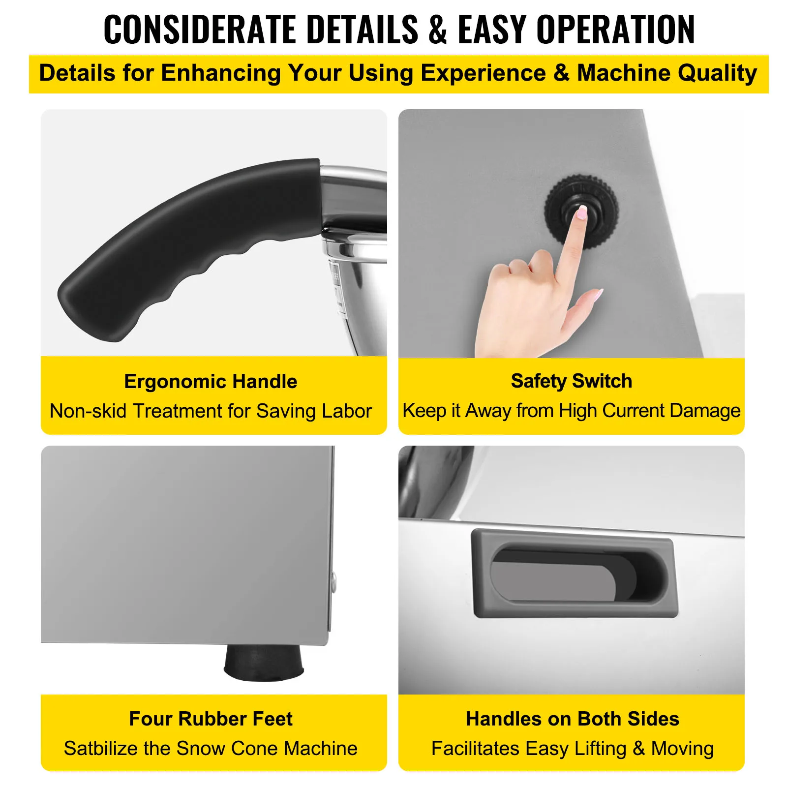 VEVOR-전기 큐브 아이스 면도기, 화강암 기계, 226 Kg/H, 상업용 스노우 콘 쵸퍼, 가정용 슬러시 크러셔, 블렌더, 플레이크 메이커