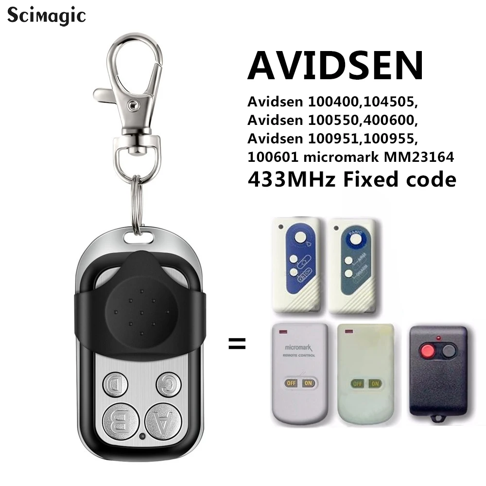 

433Mhz Garage Remote Control for AVIDSEN 100951/100955 / AVIDSEN 100550/100601 micromark MM23164 433.92MHz Fixed Code Key Fob