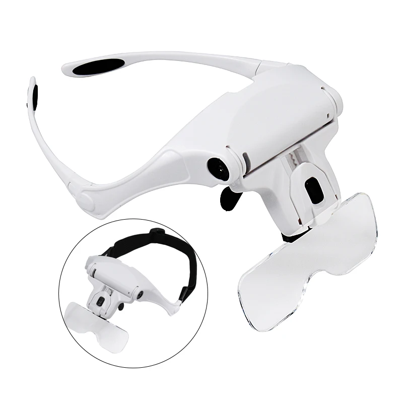 

Glasses Magnifier Glass, 5 Lens Loupe Eyewear Magnifier With Led Lights Lamp,Headband Led Magnifying Glass For Reading, Looking