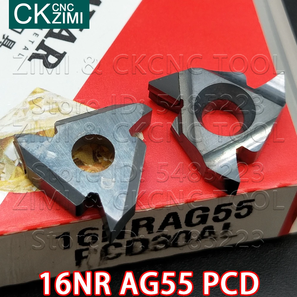 16NR AG55 PCD Diamond PCD CBN مخرطة, إدراج PCD ، الماس ، أدوات مخرطة ، CNC ، شفرة تحول ، أدوات تحول داخلية