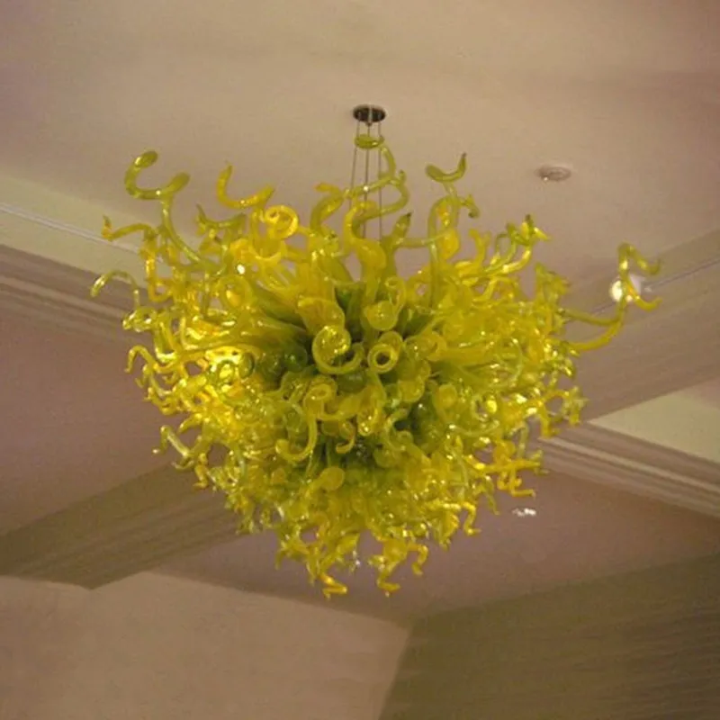 

Modern Green Glass LED Chandelier Lighting Indoor Hand Blown Glass Light Fixture Room Light