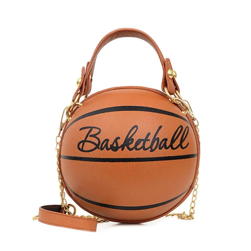 Borsa a tracolla a tracolla in ecopelle a forma di botte da basket rotonda da donna