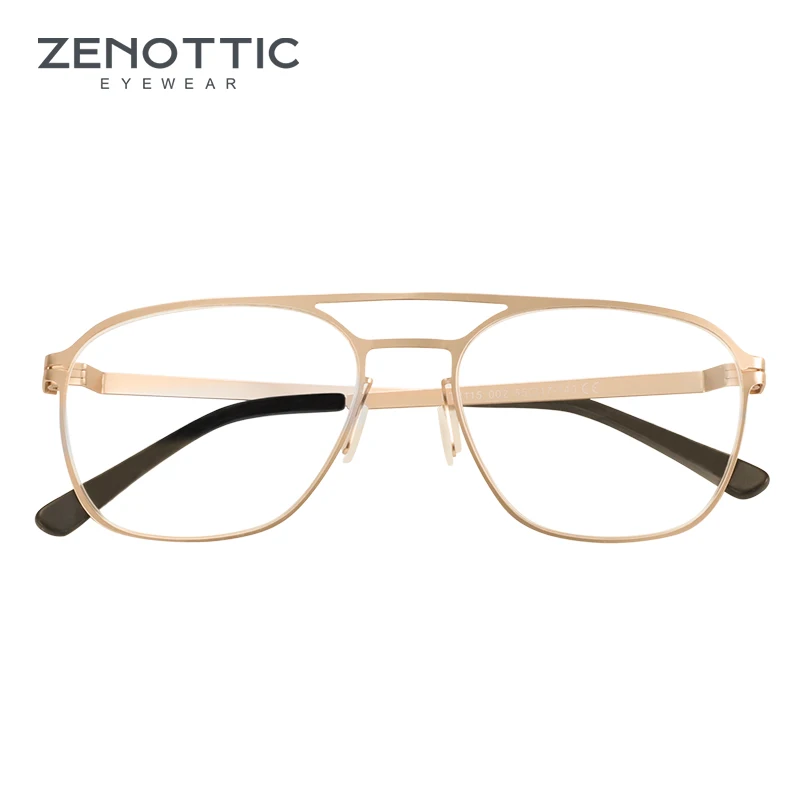 ZENOTTIC Design Double Bridge Glasses Men Lightweight Pilot Large Optical Eyeglass Frame