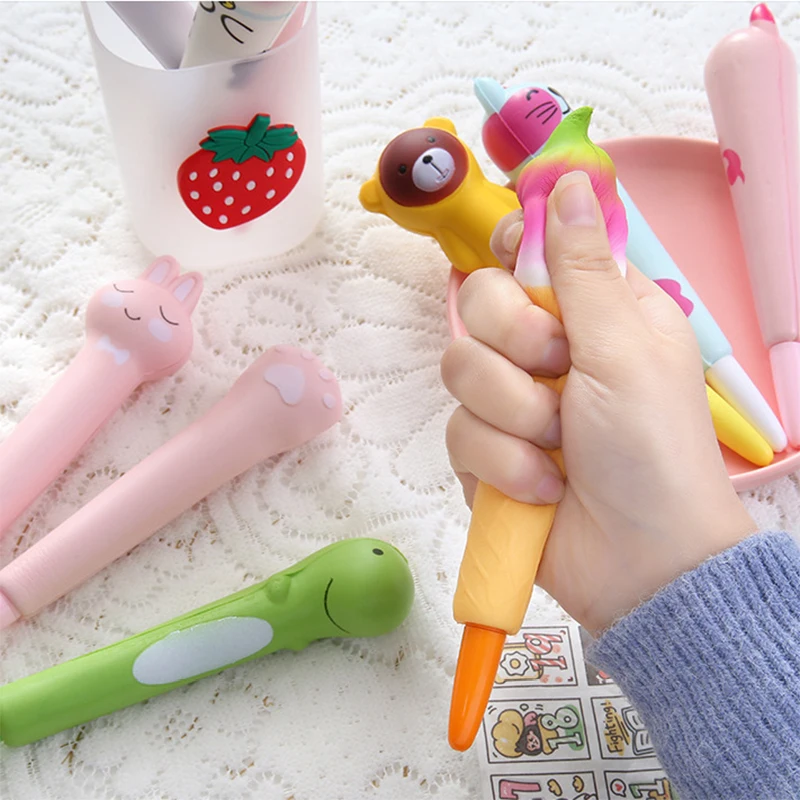 Squishy And Cute Gel Pen Kawaii School Supplies For Girls And Boys Gift For Kids Stress Relief Sponge Pens School Office Supply