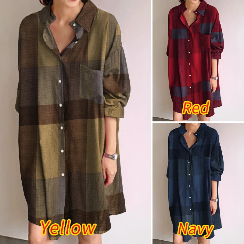  Women Solid Shirt Dress ZANZEA Stylish Spring Sundress Casual Long Sleeve Mini Vestidos Female Button Lapel Robe 