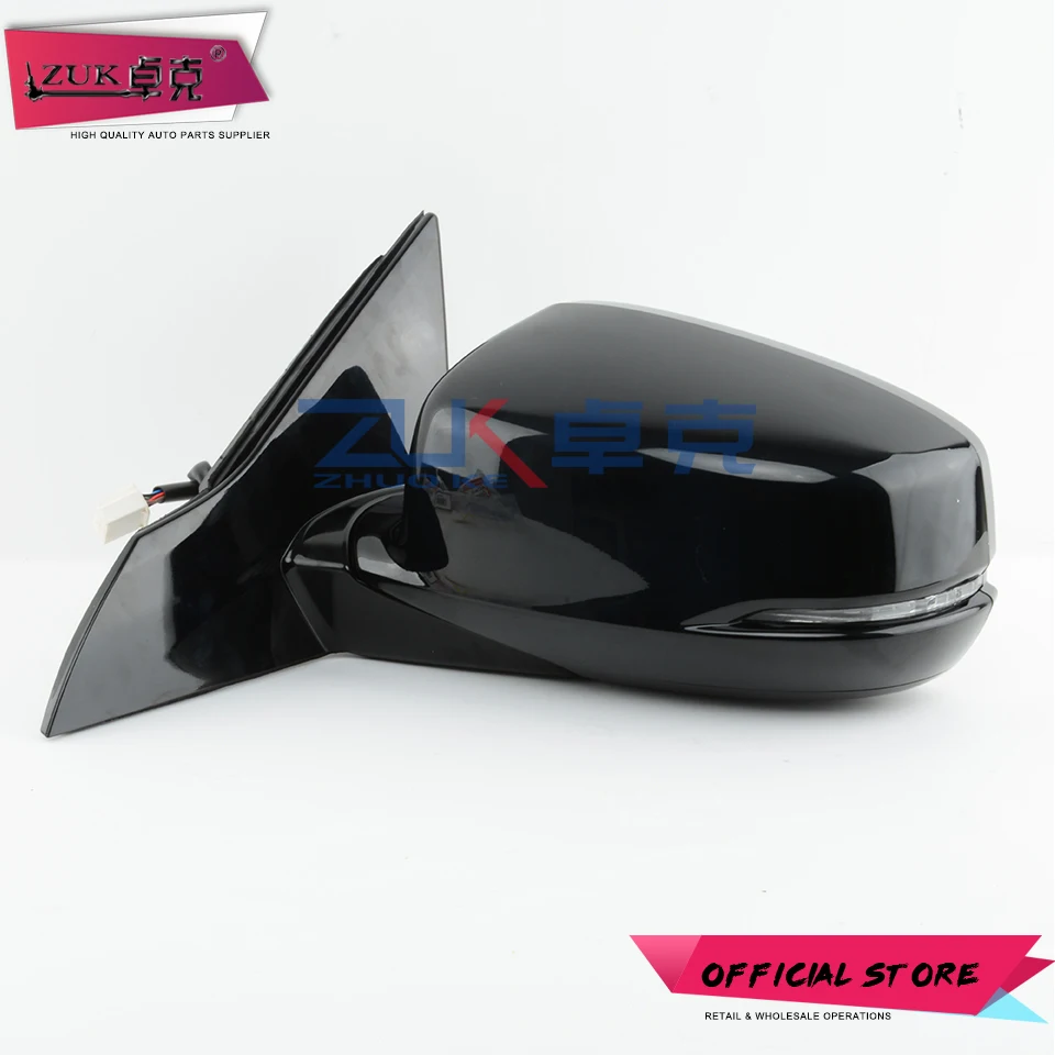 ZUK 2PCS/lot Rearview Side Mirror Assy For HONDA ACCORD 2014 2015 2016 2017 8-PINS With Heated LED Lamp Auto Folding Functions