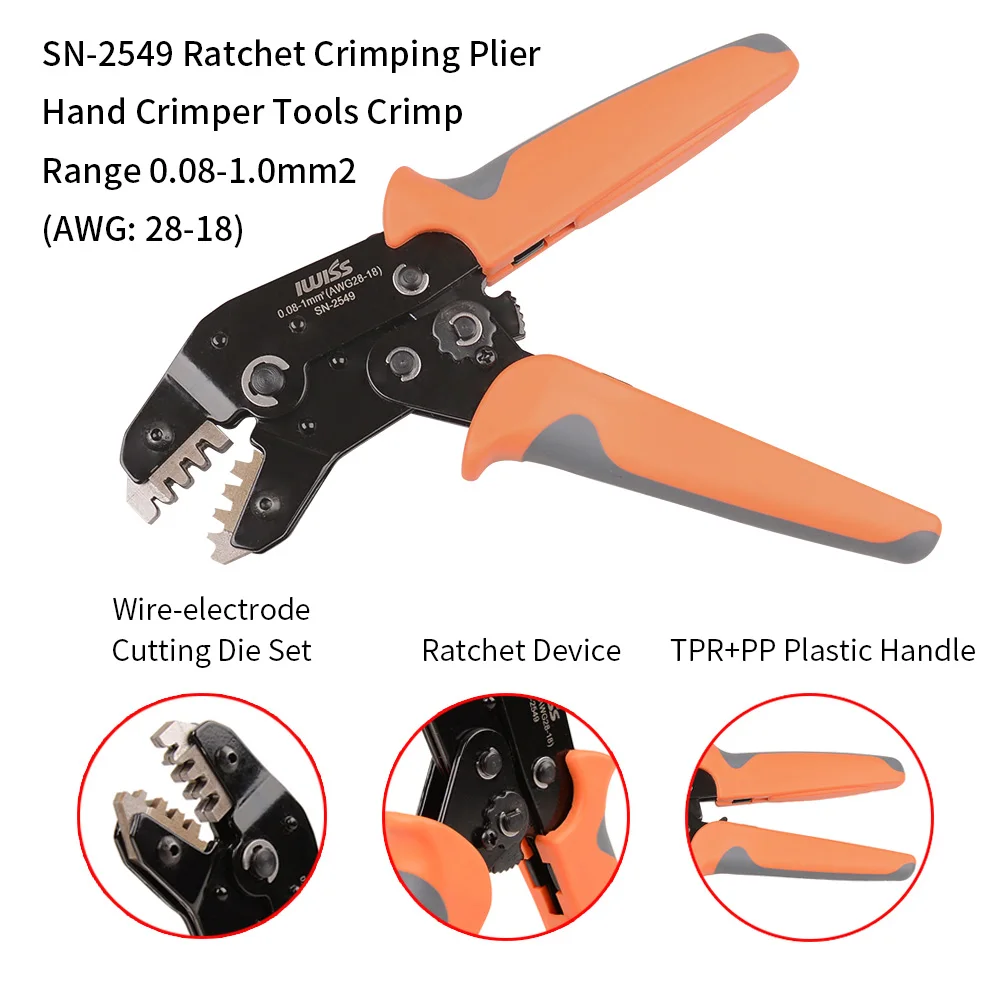 SN-2549=SN-28B+SN-01BM IWISS Crimping Tools fo0.08-1.0 mm² XH2.54/Dupont 2.54/2.8/3.0/3.96/4.8/KF2510/JST Terminal