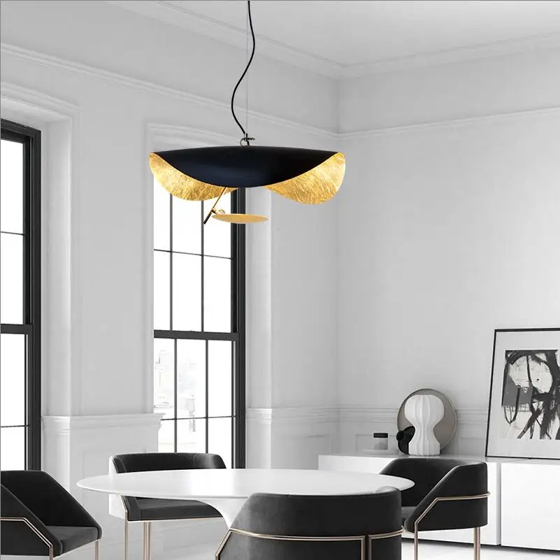 

Postmodern Curved Surface LED Pendant Lights Flying Saucer Hat Art Home Decor Hanglamp Living Room Restaurant Lights WF1027