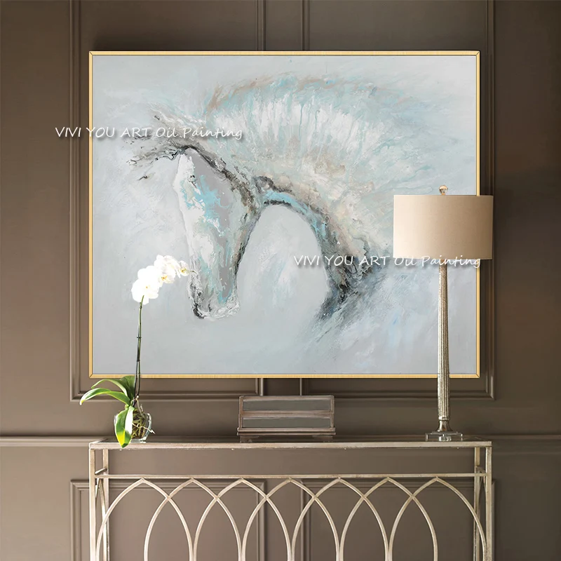 The Handsome Horse Abstract Handmade Oil Painting On Canvas Nordic Corridor Wall Art Picture for Living Room Decoration Animal