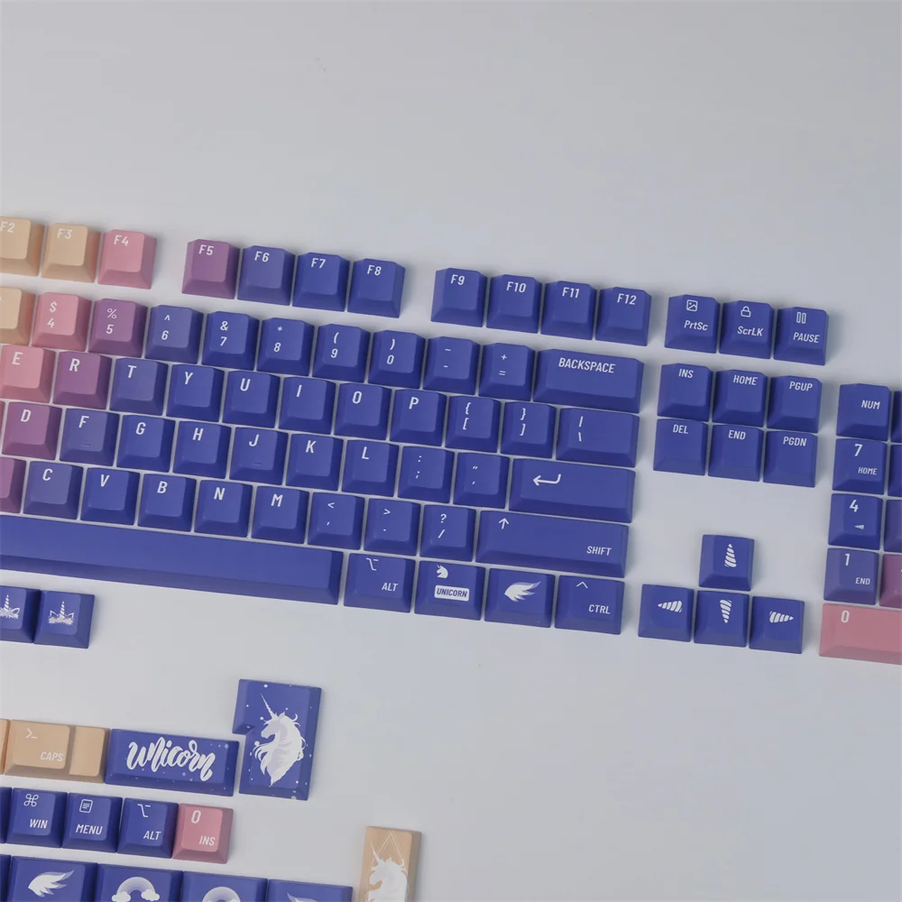 Imagem -03 - Keycap Teclado Unicorn Perfil Cereja Pbt Retroiluminado 139 Chaves Conjuntos Completos Dye-subbed 1.75u 2u Shift 3u 6.25u 7u Barra de Espaço