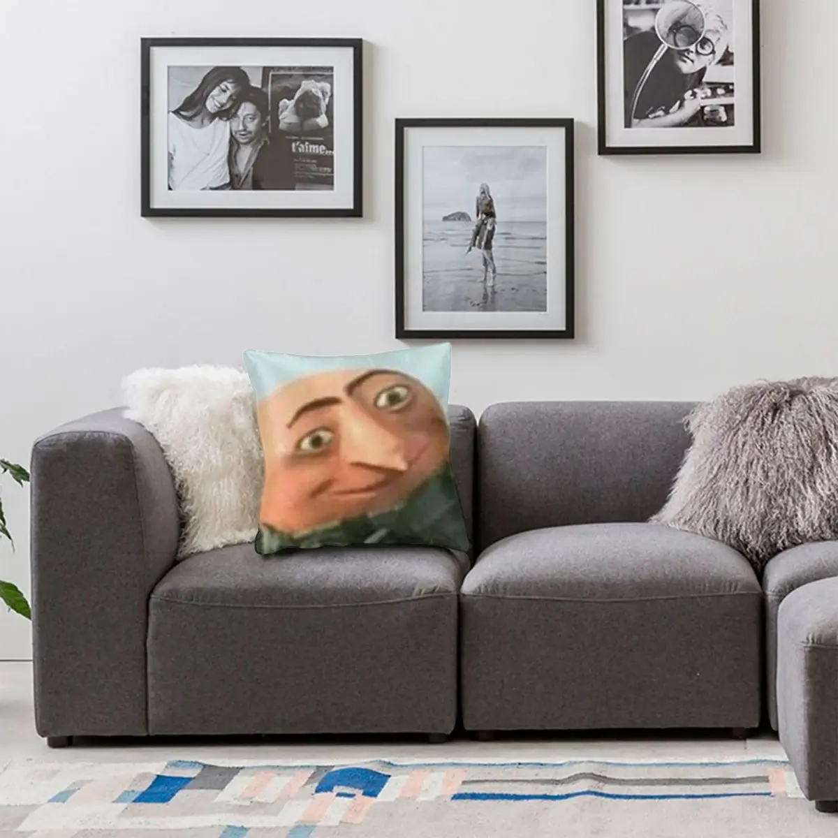 Gru Meme Face Square Pillowcase Polyester Linen Velvet Zip Decor Sofa Cushion Cover