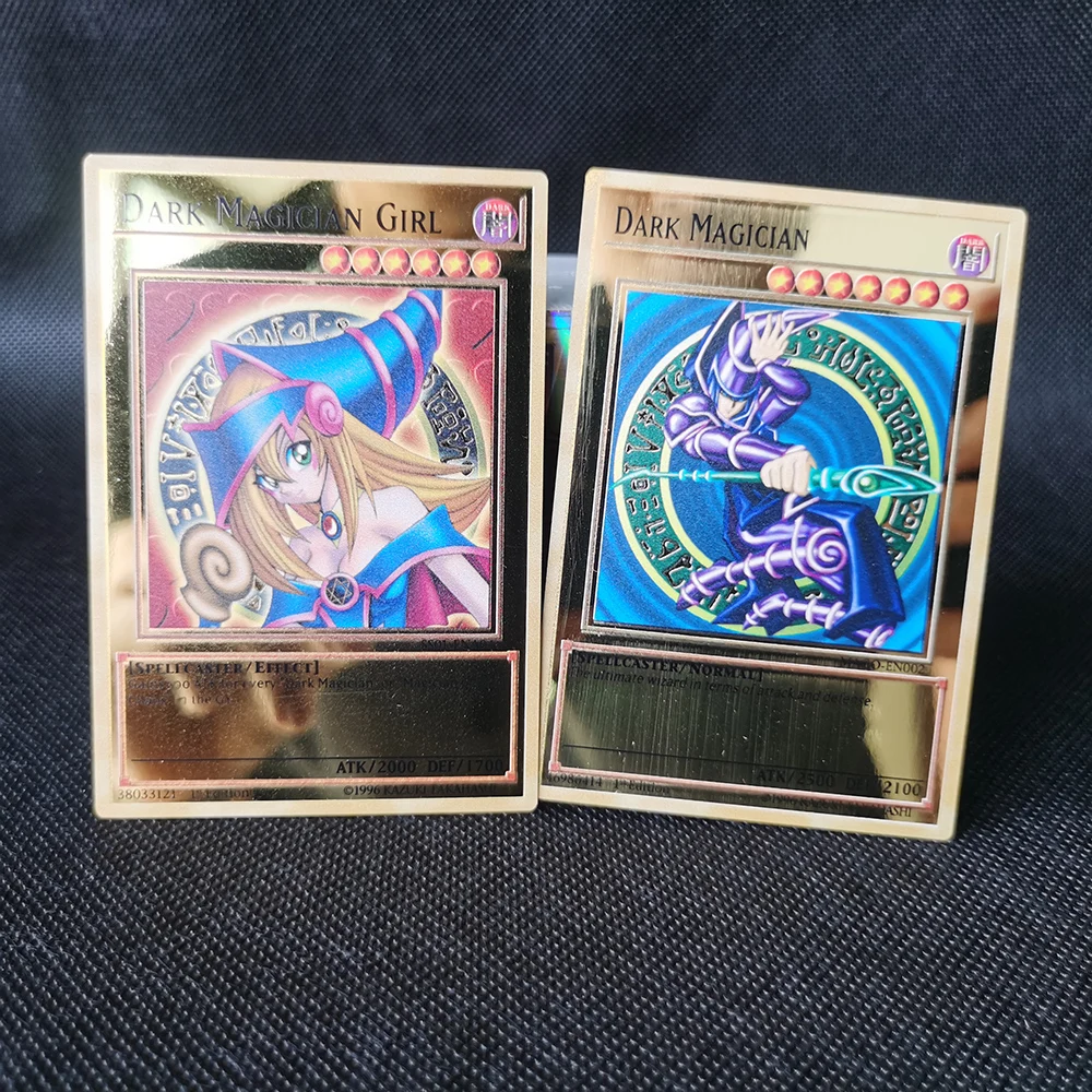 Yu-gi-oh Tarjeta de colección de aleación, ojos azules, obelisco mágico oscuro, Slifer Yugioh Ra, tarjetas de Metal dorado, regalo de cumpleaños y