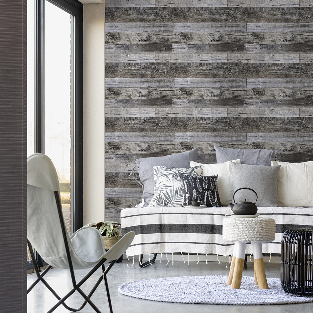 Peel and Stick Wood Plank Wallpaper Shiplap  Grey Vinyl Self Adhesive Contact Paper  Wall Paper For Bedroom Wall Home Decorative