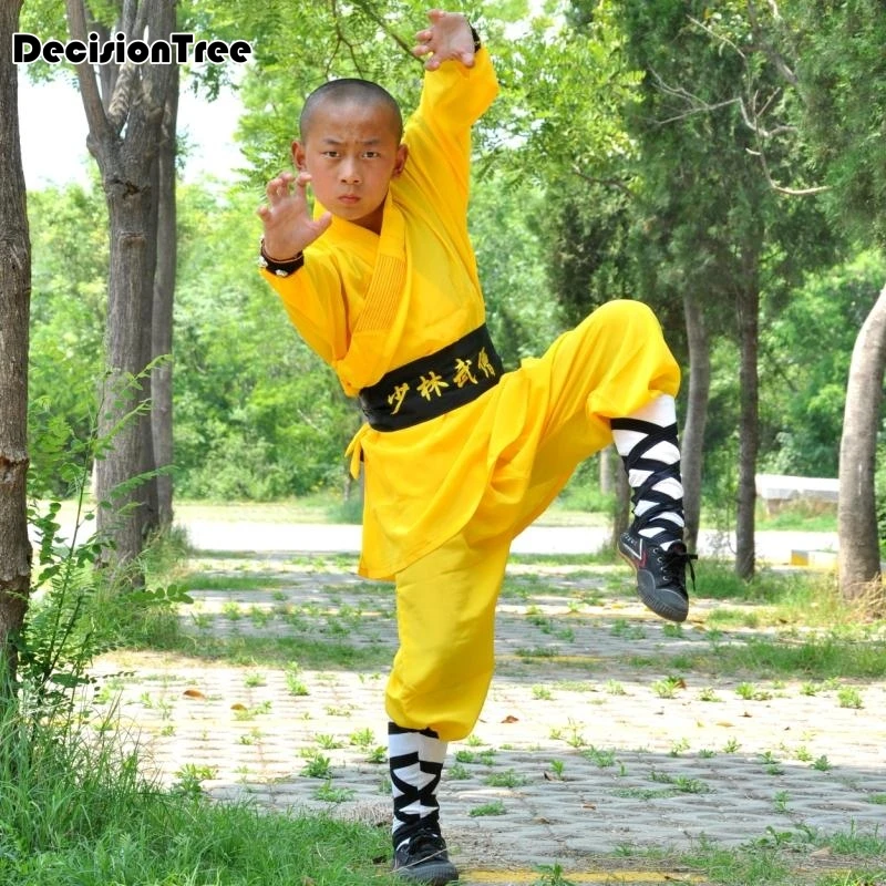 2023 kids men boys kick boxing uniforms shaolin martial arts sets chinese kungfu traditional wushu suits performance customes